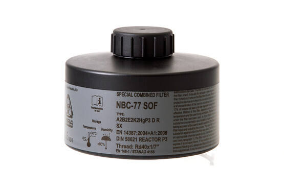MIRA Safety CBRN NBC-77 SOF 40mm Gas Mask Filter is rated for A2B2E2K2HgSXP3 D R